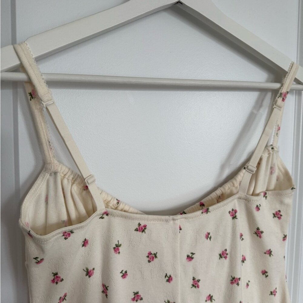 SKIMS NWOT Logo Pointelle Floral Cream Mini Dress - Picture 8 of 9